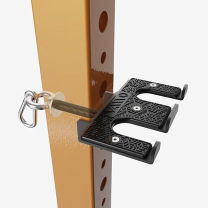VAIIO 2-in-1 Olympic Barbell Holder and Resistance Band Anchor for Power Racks, Fits 5/8"-1" Holes, Heavy Duty Steel Bar Storage Hanger with Protective Padding
