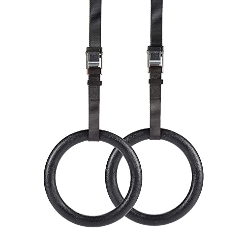 Vector X Black Gymnastic Rings 15 Ft Adjustable Strap Heavy Duty Pull Up Rings Home Gym Calisthenic Strength Training Equipment