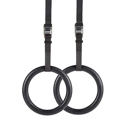 Vector X Black Gymnastic Rings 15 Ft Adjustable Strap Heavy Duty Pull Up Rings Home Gym Calisthenic Strength Training Equipment