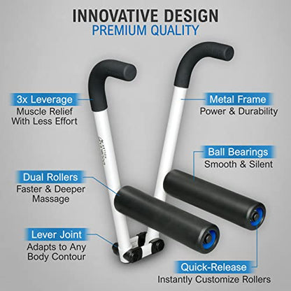 DoubleUP Roller Therapy Kit - White - Muscle Massager with Lever-Action Pressure Control and Quick-Change Rollers - color: White