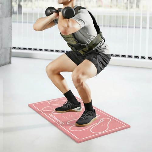 Squat Mat with Foot Position,Non-Slip Workout Mat for Squats & Leg Exercises, Improves Muscle Activation & Knee Support, Home Gym Fitness Mat,30 * 13.8"inch Squat Pad - color: Pink