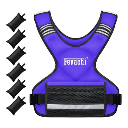 Feyachi Adjustable Weighted Vest, 3-32lb Vest with 6 Ironsand weights - color: Purple, size: 3-12 lbs