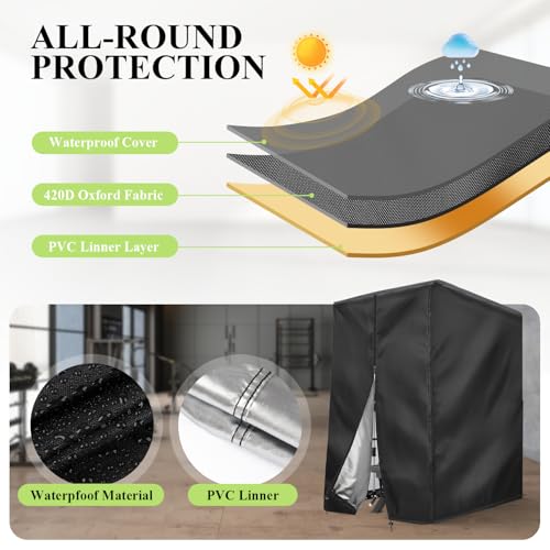 Squat Rack Cover with Waterproof Zipper, Protective Cover for Power Cage/Weight Lifting Rack/Weight Cage/Power Racks for Home Gym Equipment Storage-Indoor & Outdoor Use