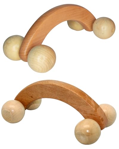4 Balls Wooden Muscle Roller Massager - Handheld Massage Wood Therapy Massage Tools for Deep Tissue Muscles Comfort, Relaxation, & Circulation