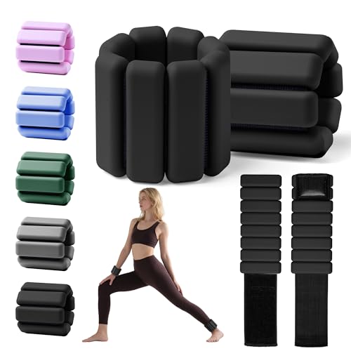 Weighted Bangles for Wrist and Ankle Weights for Women 1LB Each (Set of 2) | Workout Weights for Yoga, Pilates & Walking | Leg & Arm Weights Men BLACK
