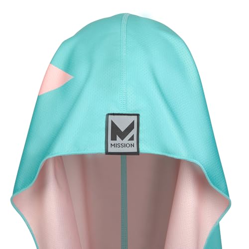 MISSION Reversible Cooling Hoodie Towel- Hood Towel, Cools Instantly When Wet, UPF 50 Sun Protection, Contours Your Head to Stay in Place, Great for Sports, Fitness, Gym (Pink Mint) - color: Pink Mint