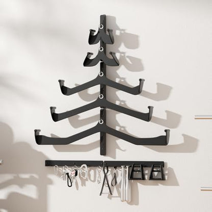 LAT Pull Down Bar Storage Rack Wall Mount, Home Gym Organization - color: Black 2Packs