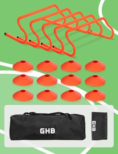 GHB Agility Hurdles 8" Speed Agility Training Hurdles, Detachable Sturdy Hurdles Training Equipment Set with Carry Bag for Kids,Athletes,Soccer,Basketball - size: 17 Pack