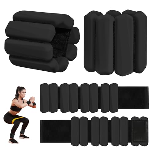 Wrist Weights Set of 2(1Lbs Each), Adjustable Wrist and Ankle Weights for Women and Men, Wearable Arm & Leg Weights Set for Walking, Yoga, Swimming, Cardio, Aerobics, Gym - color: Black