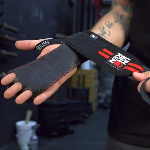 Unbroken Professional Crossfit Hand Grips with real Wrist Wraps Weightlifting Heavy Duty Gloves, Protect Your Hands and Get The Most from Your Lifts, Presses, Gymnastics Rings, Pull-ups (Black)