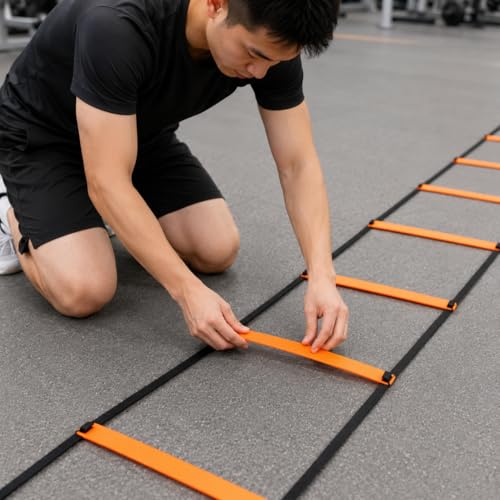 Kids Agility Ladder, Speed Ladder Training for Football & Soccer, 15ft Agility Speed Ladder with Storage Bag, Team Conditioning Equipment, Flitting Agility Ladder 8 Grid - style: Flitting Agility Ladder 8 Grid