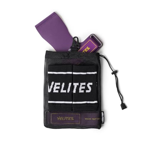 Velites - Official Crossfit® Games Quad Ultra Grips - No Chalk and Smooth Bars - Wristbands and Carry Bag Included - Pull-ups, Muscle-ups and Toes to bar - color: Purple, size: M
