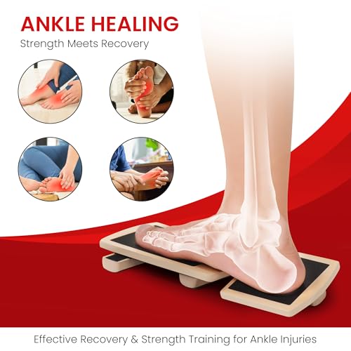 Ankle Strengthener & Axis Board, Bamboo Ankle Balance Board for Physical Therapy, Blackboard Foot Trainer & Foot Strengthener, Giboard for Balance Training, Axisboard for Leg Stability
