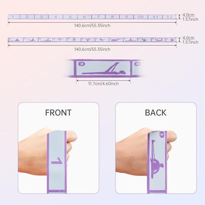 Stretch Strap Elastic Yoga Stretching Strap with 12 Loops Polyester for Physical Therapy, Pilates, Home Workout - Multi-Loop Pilates Stretch Band (Purple)
