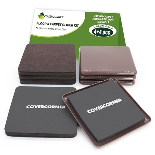 Furniture Sliders for Carpet and Hardwood, 8 PCS 5", Brown - size: Square 8 PCS 5'' Brown