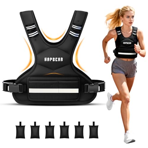 HAPBEAR Adjustable Weighted Vest for Men and Women, 4-10lbs with 6 Ironsand Weights and Large Pocket Includes kettlebell pouch, Weight Vest for Workout, Strength Training, Running, Walking, Muscle Building, Weight Loss