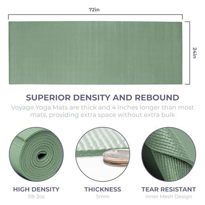 Voyage Yoga Mat, 10 Pack, 72" x 24" Professional Studio and Gym Bulk Yoga Mats, 5mm Thick, Durable, Anti-Tear, Non Slip Fitness and Exercise Mats - color: Sage