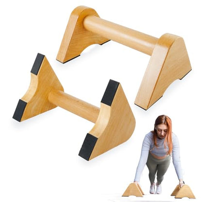 Solid Wood Calisthenics Parallettes Bars Push up Handles 1 Pair, Strength Training Pushup Stands, Parallel Pushup Handstand Bars for Home Gym Workout