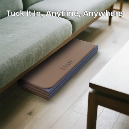 LVME Foldable Yoga Mat, 71"x24"x1/3" Thick(8mm), Non Slip Exercise Mat - color: Champagne + Grape