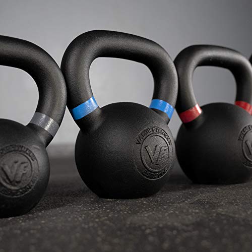 Valor Fitness Premium Cast Iron Kettlebells Powder Coated Kettle Bell Weights - Includes LB and KG Weight - color: B: 15 LB