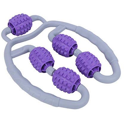 Leg Roller Massager, 360 Degree Muscle Massager with Elastic Bracket and Adjustable Width, for Arms Legs Calves Neck Pain Relief, Dark Purple