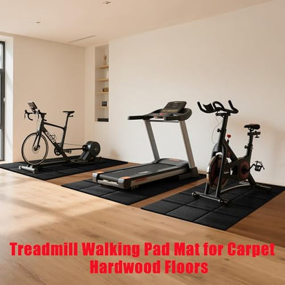 Treadmill Mat for Carpet &Hardwood Floors 79x39, Treadmills Mat, Mat for Under Treadmill/Walking Pad/Exercise Bike on Carpet, Hardwood Floors Protectior, Non-Slip, Waterproof, Noise Shock Absorption