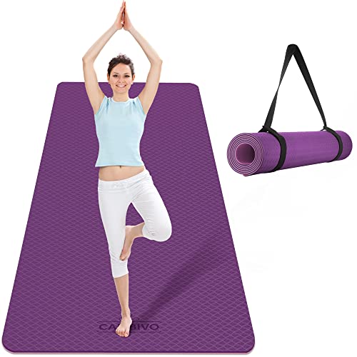 CAMBIVO Extra Wide Yoga Mat for Women and Men (72"/84"x 32"x 1/4") TPE Workout Mat, Non-slip Large Exercise Fitness Mat for Yoga, Pilates, Workout - color: Purple Rose, size: 72" x 32" x 6mm