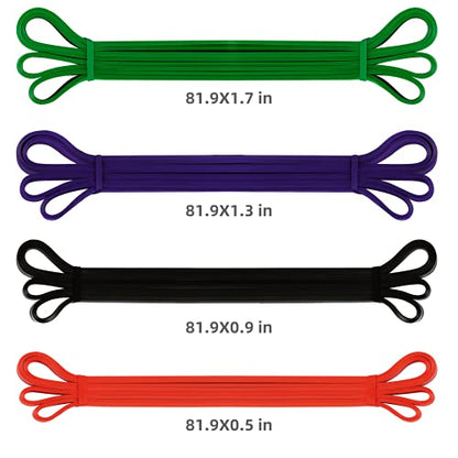 Pull Up Resistance Bands Set of 4 for Men and Women, Assistance Band for Exercise for Resistance Training Powerlifting, Gyms, Mobility Home Fitness, with Carrying Bag(4pcs)