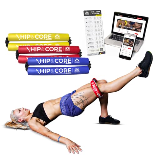 Crossover Symmetry Hip & Core System - Loop Resistance Home Workout Bands to Stretch and Strengthen Legs, Butt, Hips, Thighs and Glutes, Includes Online Exercise & Training Guide - color: Multi-Color