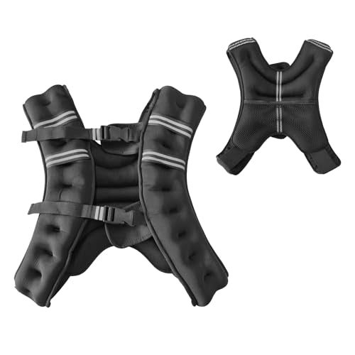 Weighted Vest 12lbs-30lbs Adjustable for Men & Women, Strength Training Weight Vest with Reflective Stripe, Pocket for Running, Workout, Weight Loss, Home Gym - size: 16 LB