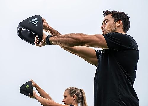 TRX YBell Pro Series 3-in-1 Dumbbell, Kettlebell and Push Up Stand Workout Equipment | Commercial Grade Powder Coated Surface | Perfect for Strength Training & Conditioning Workouts - size: 18 lbs