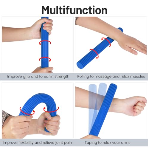 Inspack Flex Tennis Elbow Therapy Bar, Flexbar Treatment, Grip Strength Trainer, Therabars Flex Bars Physical Tendonitis, Wrist, Pain Relief, Forearm Strengthener Hand Exercise, Resistance Twist 25lb 15lb 10lb - color: Blue_25LB