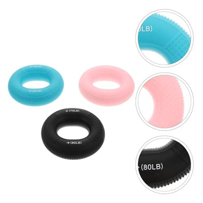 Sosoport 3Pcs Hand Grip Strength Trainer Set Silicone Hand Massage Rings Adjustable Resistance 20-80Lbs for Finger Forearm