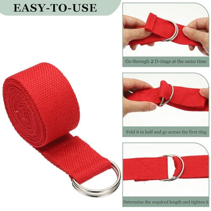 Yoga Strap for Stretching, Athletic Stretch Band with Adjustable Metal D Ring Buckle Yoga Bands - color: Dark Green, size: 5.9ft