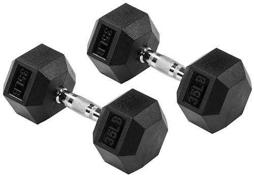 Fitvids Rubber Coated Dumbbell Weights, Free Weights for Home Gym Strength Training, Anti-Roll Hex Dumbbells