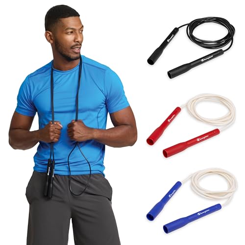 Champion Classic Exercise Jump Rope, Adjustable 9 Ft Speed Rope for Adult Fitness, Skipping Rope for Endurance, Coordination