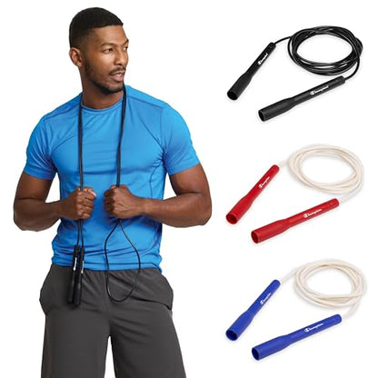 Champion Classic Exercise Jump Rope, Adjustable 9 Ft Speed Rope for Adult Fitness, Skipping Rope for Endurance, Coordination