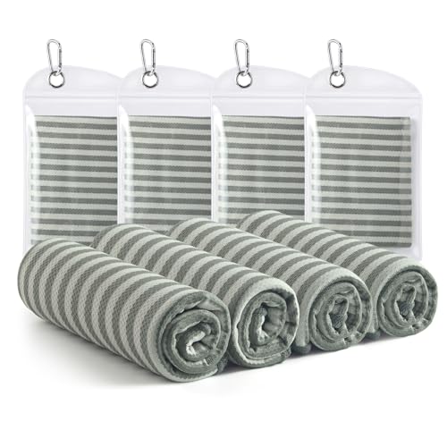 RDEKISS 4 Pack Cooling Towels for Hot Weather (40"x12"), Ice Cool Neck Towel, Soft Breathable Microfiber for Gym, Sport, Running, Yoga, Workout - Gray - color: Gray