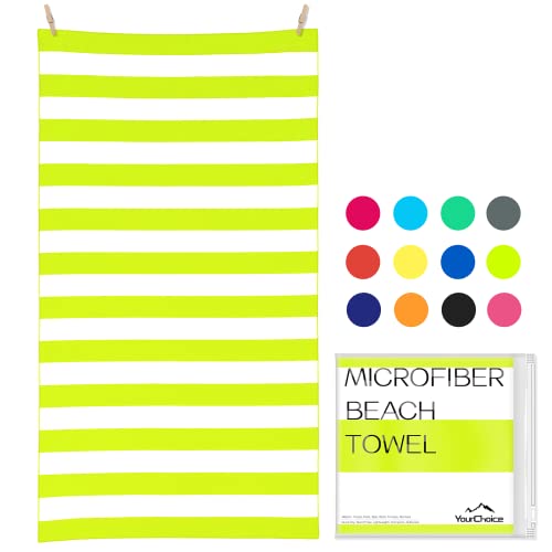 Your Choice Microfiber Beach Towel Sand-Free Quick Dry (67"x35"/60"x30") - color: X-light Green Stripes, size: Extra Large(67x35")