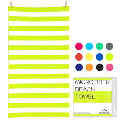 Your Choice Microfiber Beach Towel Sand-Free Quick Dry (67"x35"/60"x30") - color: X-light Green Stripes, size: Extra Large(67x35")