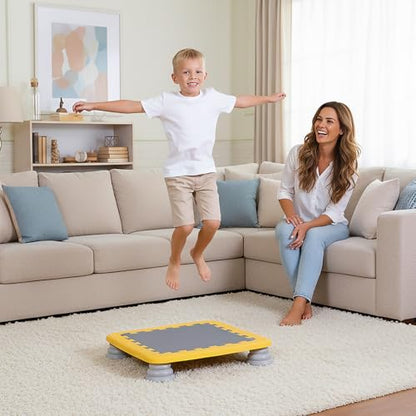 Mini Trampoline for Kids, 25 Inch Sensory Trampoline Bouncing Board with Non-Slip Base - color: Yellow