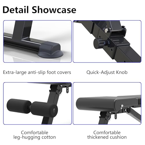 Adjustable Weight Bench, Foldable Workout Exercise Bench with Automatic Lock for Upright Incline Decline and Flat Full Body Exercise, Black