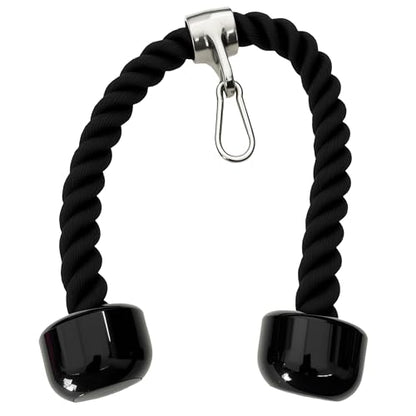 Heavy Tricep Rope Cable Machine Accessories Nylon Tricep Rope for LAT Pull Down Pulley System Attachment, for Home Gym Weight Fitness with Carabiner - color: Black