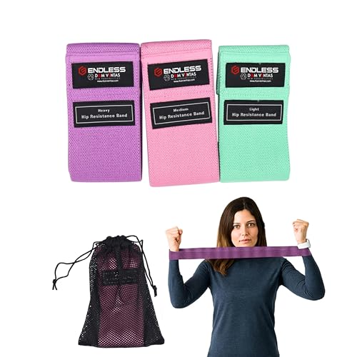 ENDLESS EL1044 Resistance Loop Bands Set of 3 Pcs with Light, Medium and Heavy Resistance Level | Multi Color | Material: Cotton | for Squats, Stretching, Hip & Glute Heavy Workouts for Men & Women