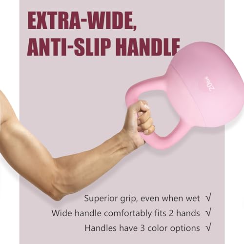 SogesPower Soft Kettlebells, Iron Sand Filled Strength Training Weights, Shock-Proof with Wide-Grip Handle, Fitness Kettlebells for Home Gym - color: 20LBS-Pink