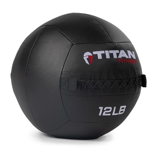 Titan Fitness Soft Shell Medicine Wall Ball, Cross-Texture Grip - size: 12 lb