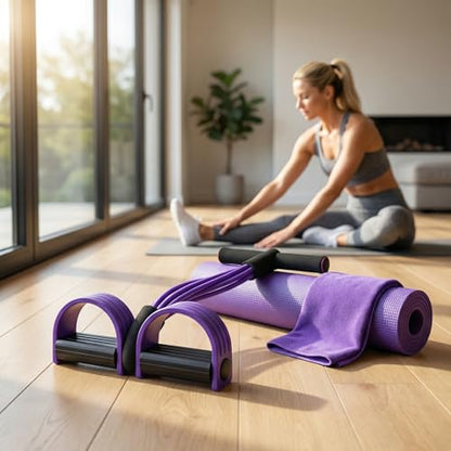 SUJEB Pedal Exercise Resistance Bands Puller with Handles - 6-Tube Natural Latex Elastic Tension Rope Equipment for Fitness Pilates Stretching Slimming Workout