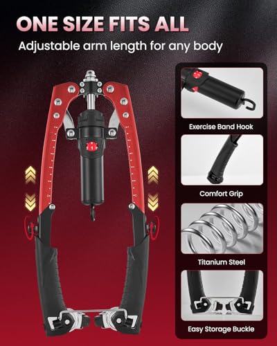 SAKER Twister Arm Trainer, Adjustable Hydraulic Home Gym Equipment for Strength Training, 22-440Lbs Chest Expander with Ab Roller Wheel, Workout Equipment for Men & Women, Arms Chest Core