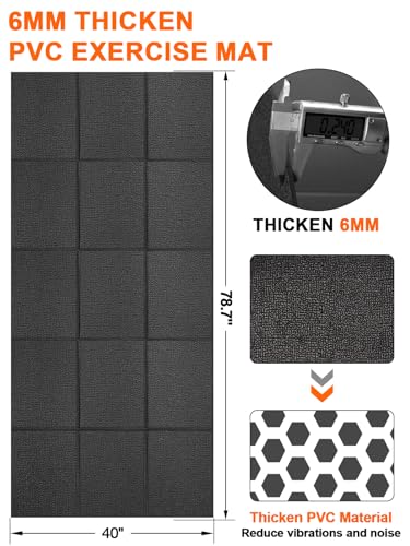Treadmill Mat 78"x40", WERCHO Foldable Walking Pad Mat for Carpet Hardwood Floors 6mm Heavy-Duty Exercise Equipment Mat for Treadmil Pad,Spin Bike, Elliptical Trainer, Home, Gym - size: 78"L x 40"W x 0.2"Th
