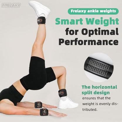 Frelaxy Ankle Wrist Weights for Women Men Kids, Comfy& Adjustable Leg Arm Weights Set for Walking, Gym, Yoga, Pilates, Dance, Cardio & Strength Training 1lb 2lbs 3lbs 1 Pair